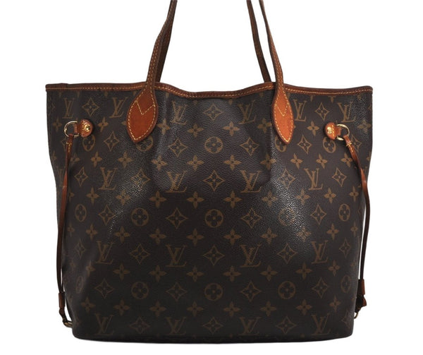 Authentic Louis Vuitton Monogram Neverfull MM Tote Bag Cerise M41177 Red 9986J