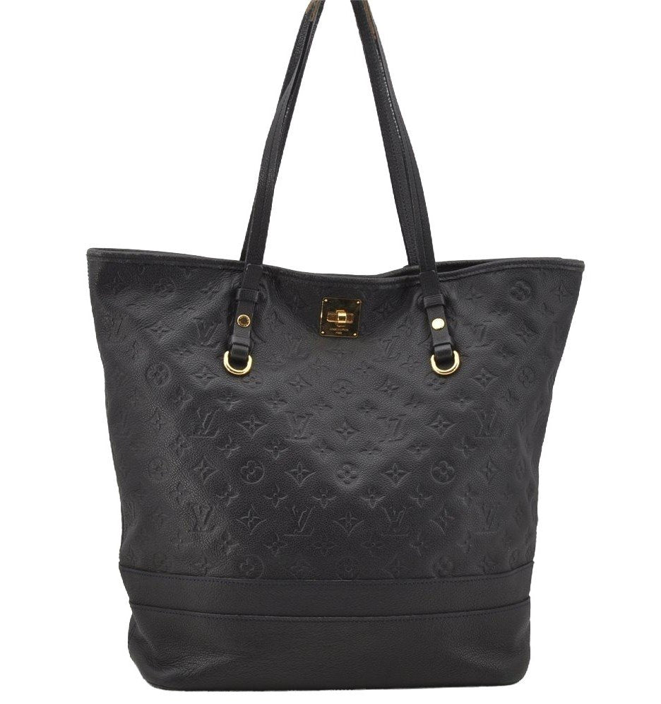 Auth Louis Vuitton Monogram Empreinte Citadine GM Tote Bag Navy M93237 LV 9987I