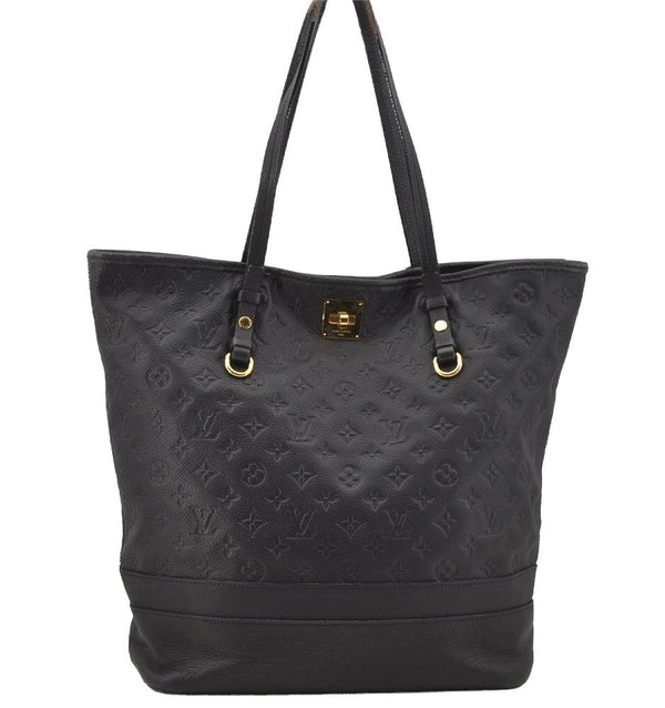 Auth Louis Vuitton Monogram Empreinte Citadine GM Tote Bag Navy M93237 LV 9987I
