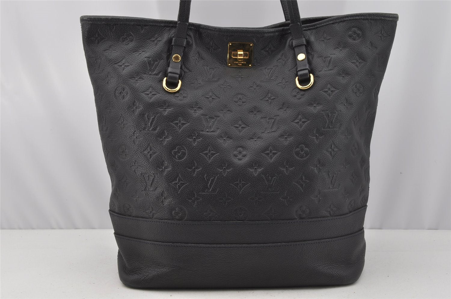 Auth Louis Vuitton Monogram Empreinte Citadine GM Tote Bag Navy M93237 LV 9987I