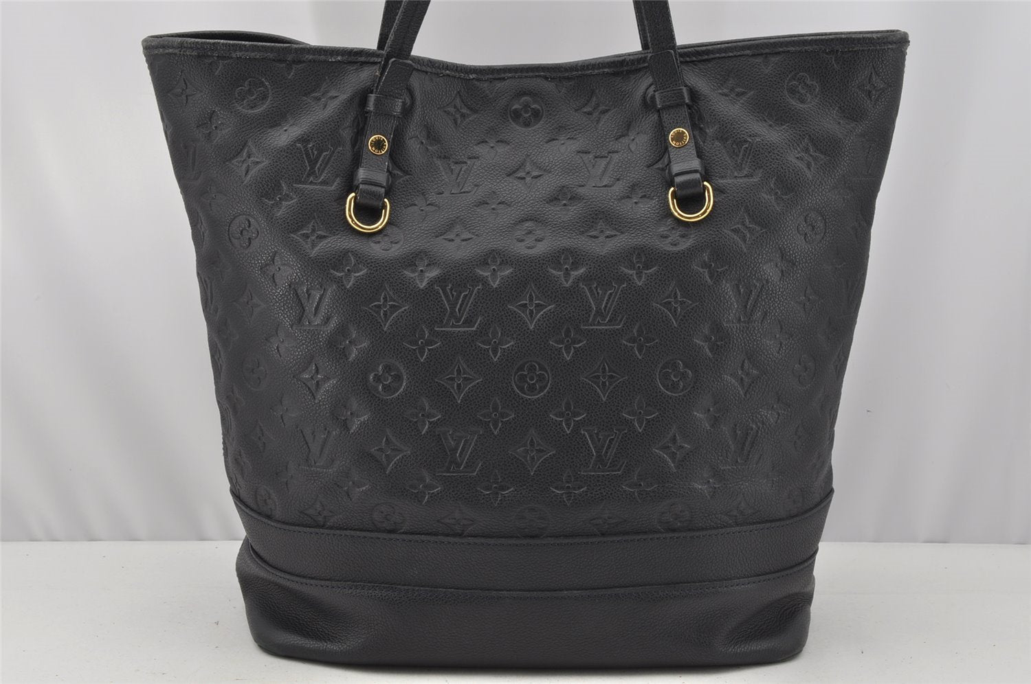 Auth Louis Vuitton Monogram Empreinte Citadine GM Tote Bag Navy M93237 LV 9987I