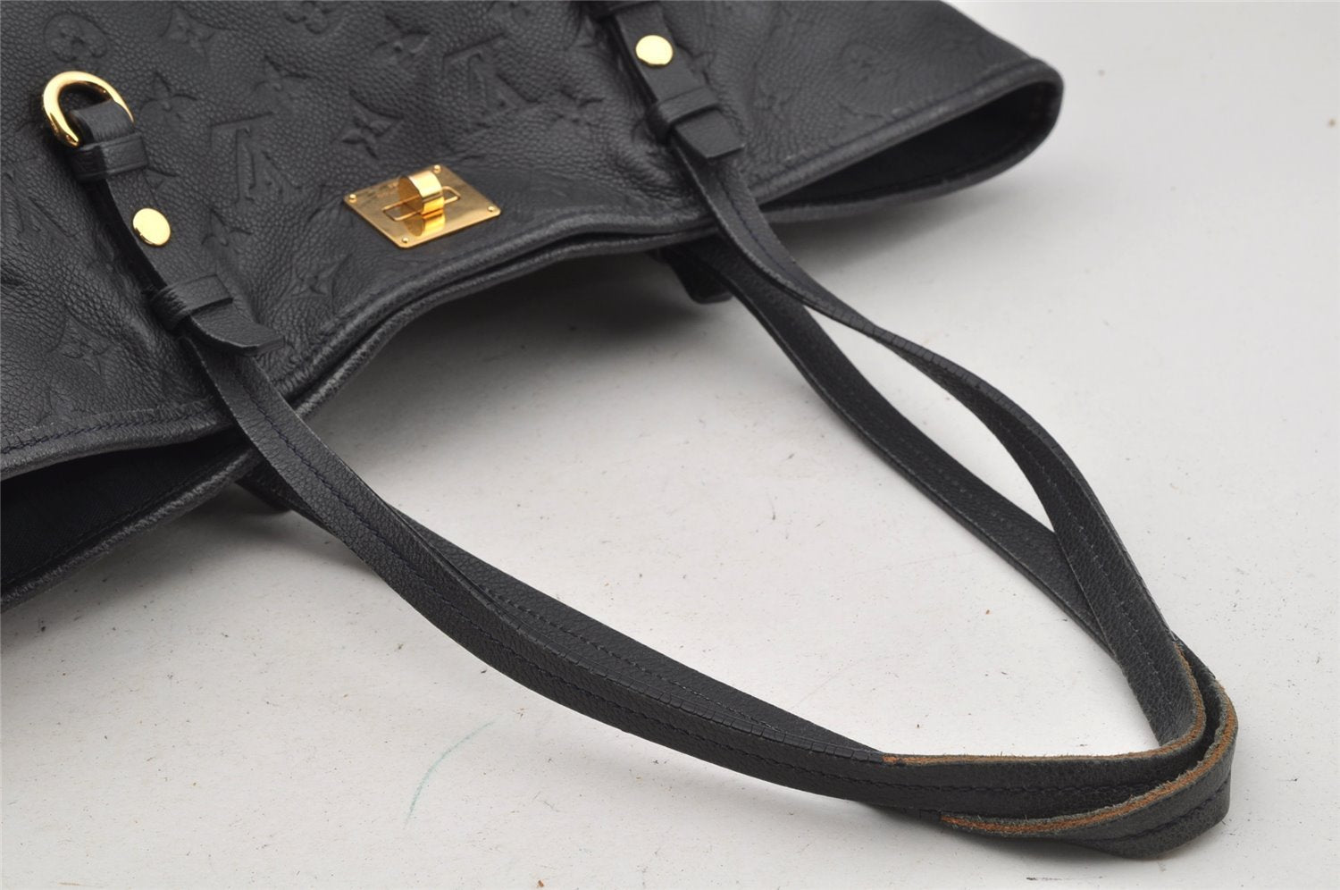 Auth Louis Vuitton Monogram Empreinte Citadine GM Tote Bag Navy M93237 LV 9987I