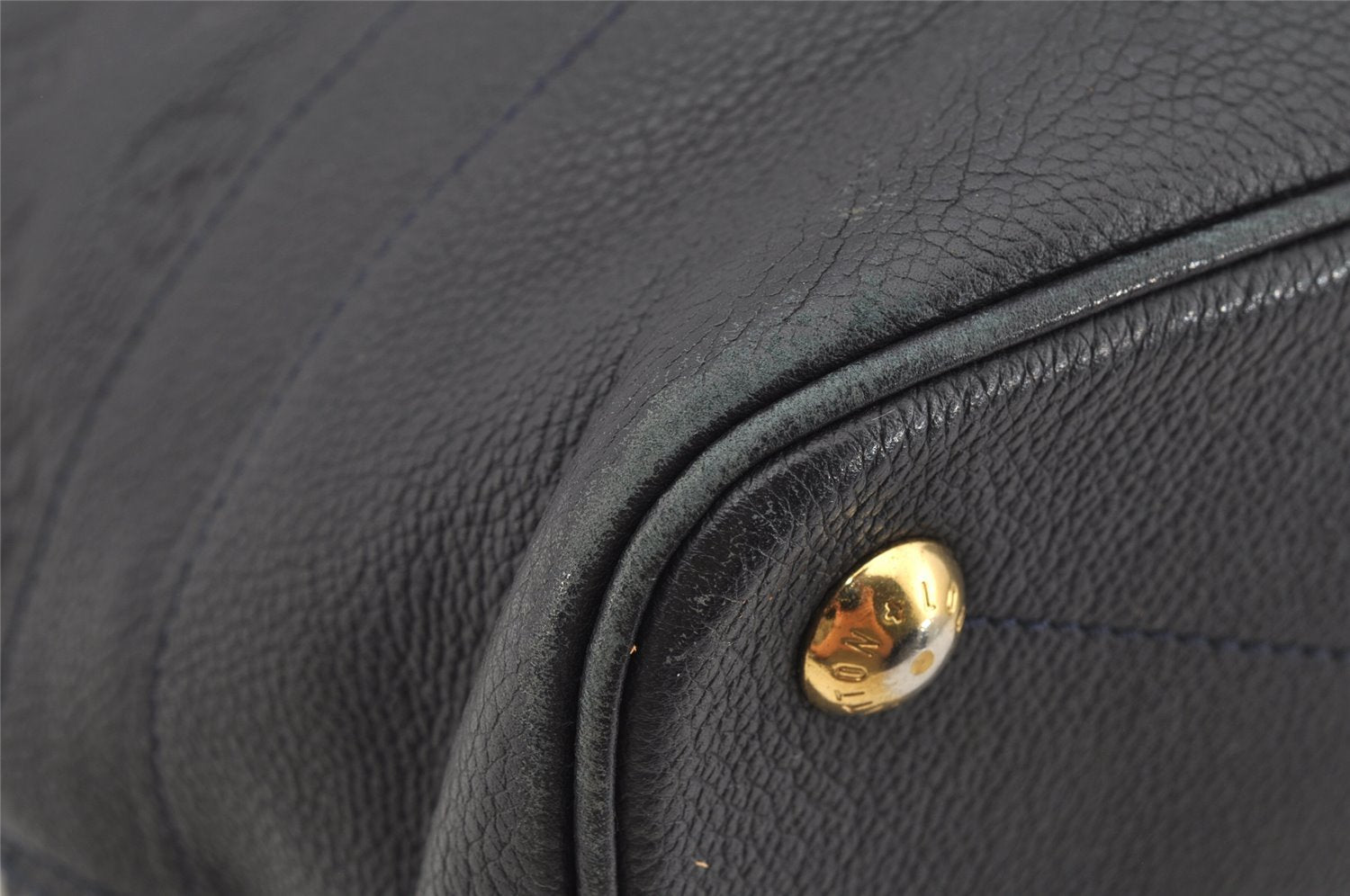 Auth Louis Vuitton Monogram Empreinte Citadine GM Tote Bag Navy M93237 LV 9987I