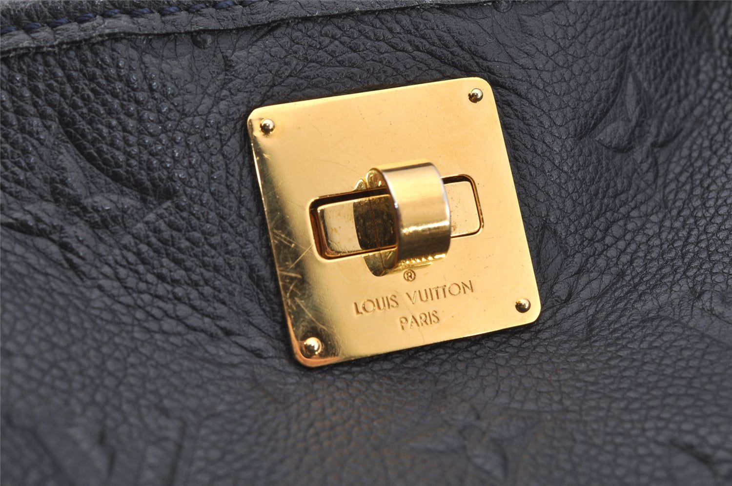 Auth Louis Vuitton Monogram Empreinte Citadine GM Tote Bag Navy M93237 LV 9987I