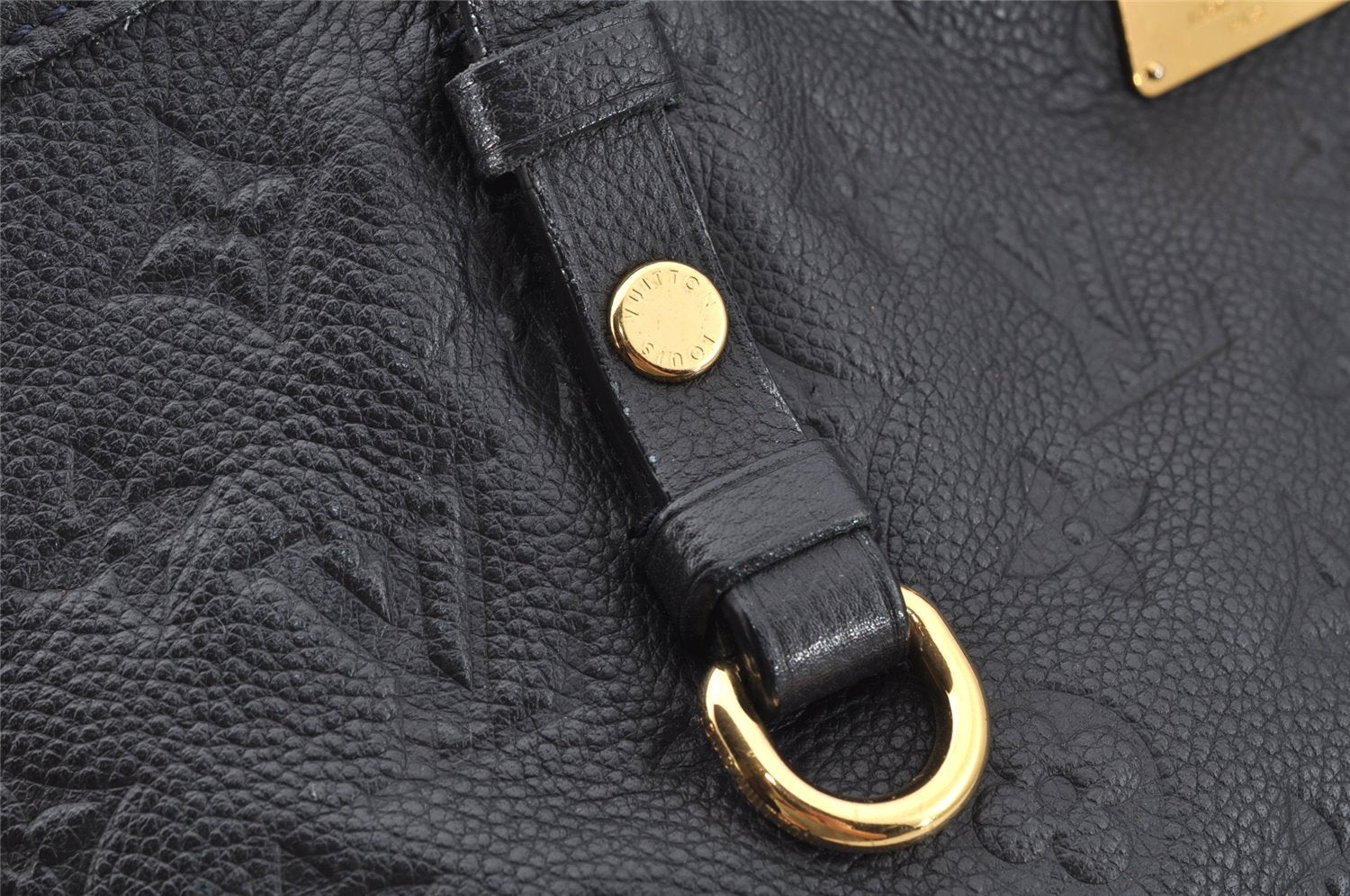 Auth Louis Vuitton Monogram Empreinte Citadine GM Tote Bag Navy M93237 LV 9987I