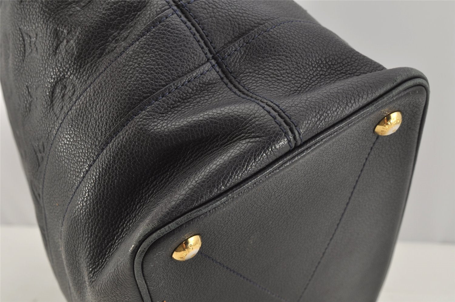 Auth Louis Vuitton Monogram Empreinte Citadine GM Tote Bag Navy M93237 LV 9987I