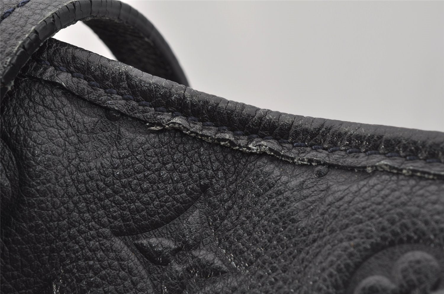 Auth Louis Vuitton Monogram Empreinte Citadine GM Tote Bag Navy M93237 LV 9987I