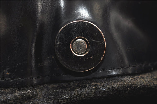 Authentic GUCCI Vintage Shoulder Hand Bag Purse Enamel Black Junk 9992J