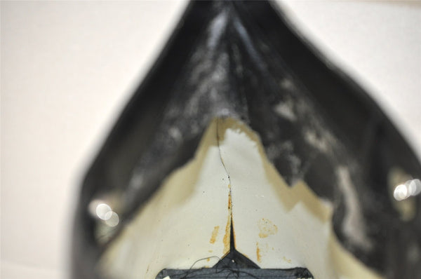 Authentic GUCCI Vintage Shoulder Hand Bag Purse Enamel Black Junk 9992J