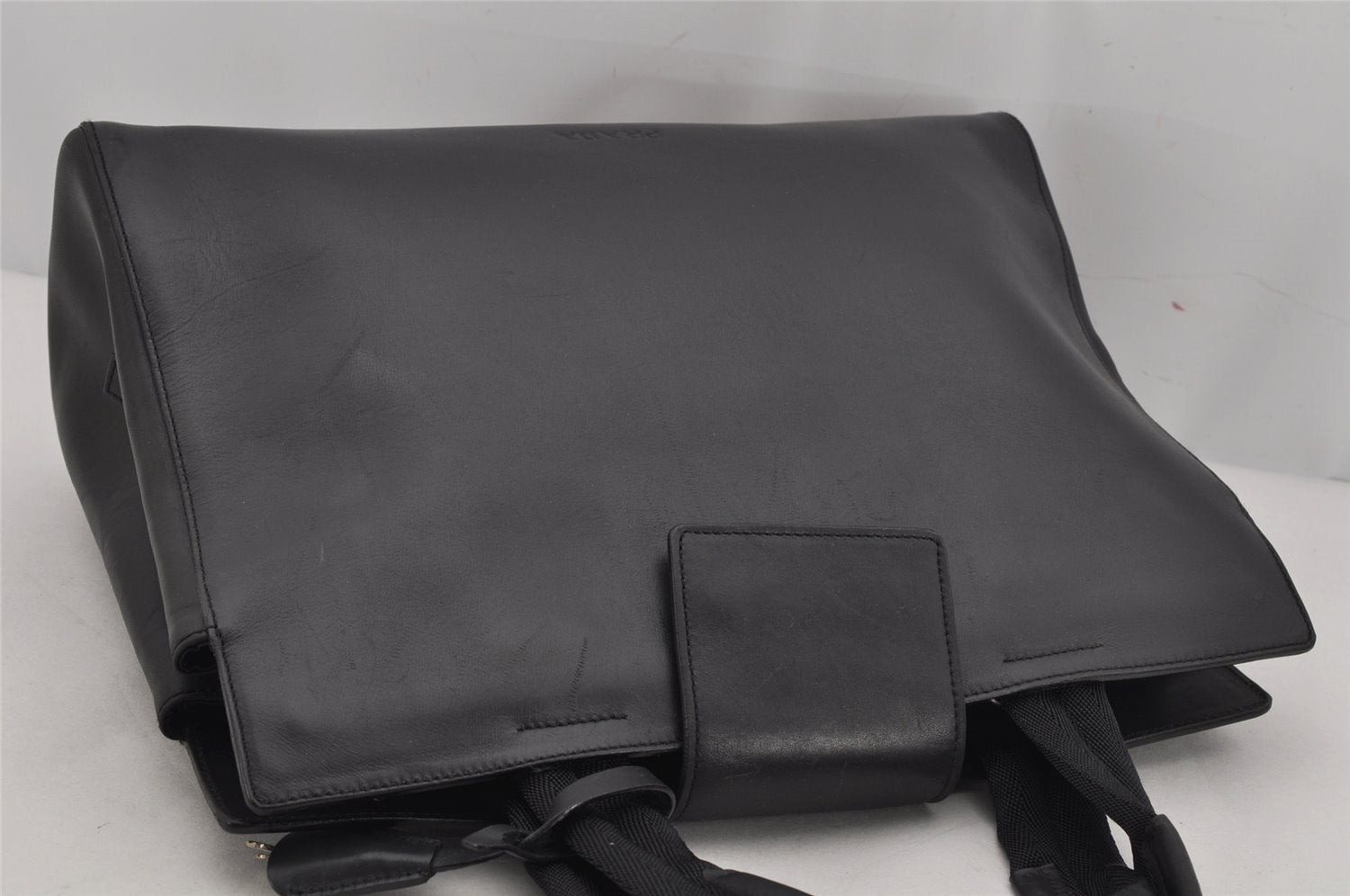 Authentic PRADA Vitello City Leather Nappa Shoulder Hand Bag B8197 Black 9993J