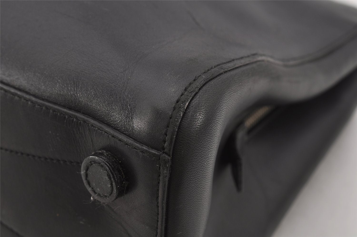 Authentic PRADA Vitello City Leather Nappa Shoulder Hand Bag B8197 Black 9993J