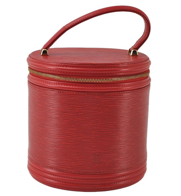 Authentic Louis Vuitton Epi Cannes Red Cosmetic Hand Bag Purse M48037 LV 9994I
