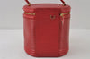 Authentic Louis Vuitton Epi Cannes Red Cosmetic Hand Bag Purse M48037 LV 9994I