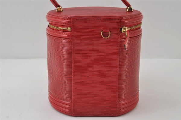 Authentic Louis Vuitton Epi Cannes Red Cosmetic Hand Bag Purse M48037 LV 9994I