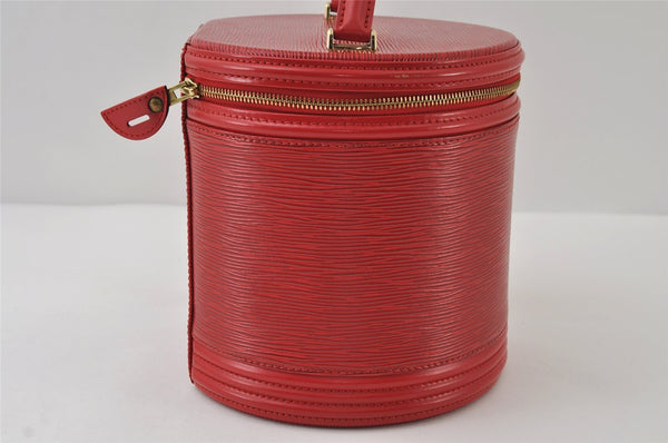 Authentic Louis Vuitton Epi Cannes Red Cosmetic Hand Bag Purse M48037 LV 9994I