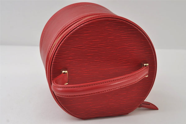Authentic Louis Vuitton Epi Cannes Red Cosmetic Hand Bag Purse M48037 LV 9994I