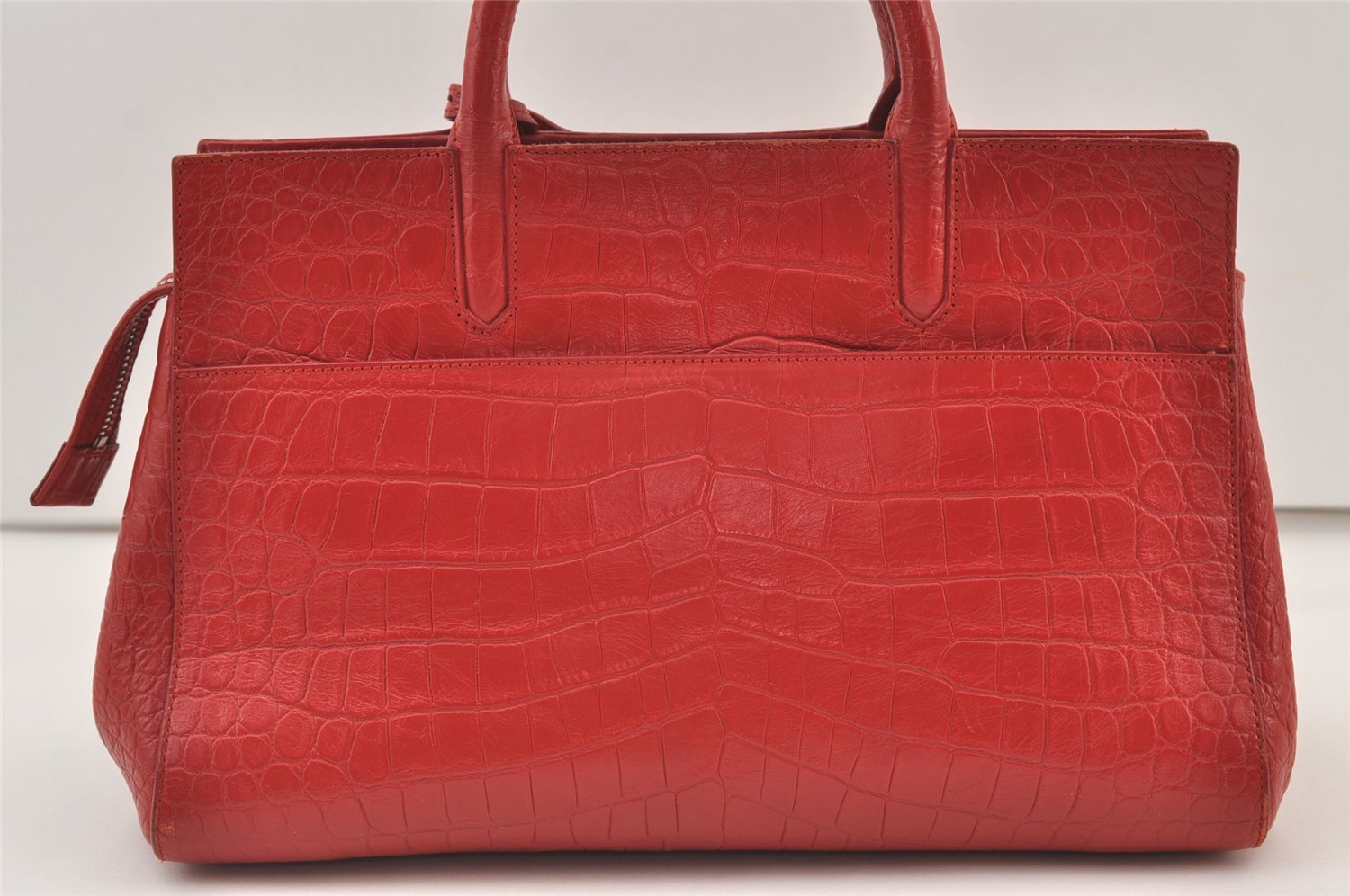 Auth SAINT LAURENT Cabas Rive Gauche 2Way Hand Bag Leather 400413 Red 9996J