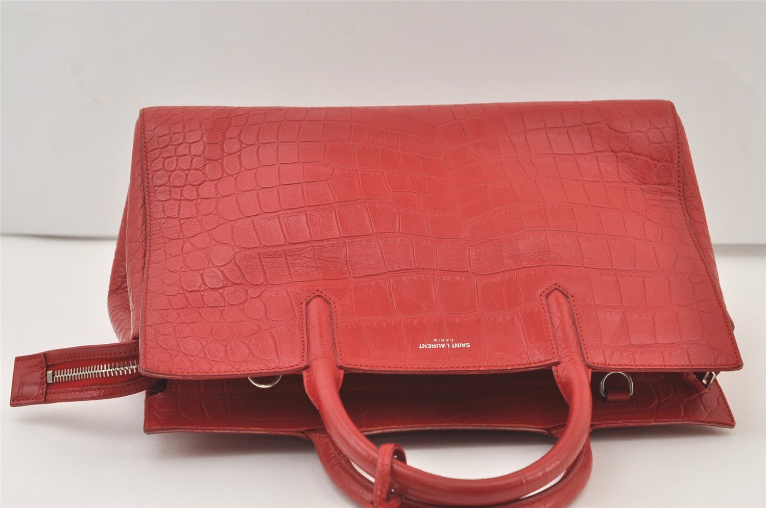 Auth SAINT LAURENT Cabas Rive Gauche 2Way Hand Bag Leather 400413 Red 9996J