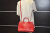 Auth SAINT LAURENT Cabas Rive Gauche 2Way Hand Bag Leather 400413 Red 9996J