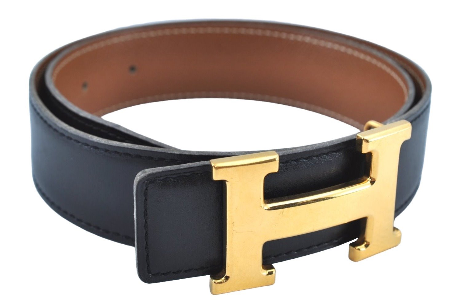 Authentic HERMES Leather Belt Reversible Size 65cm 25.6