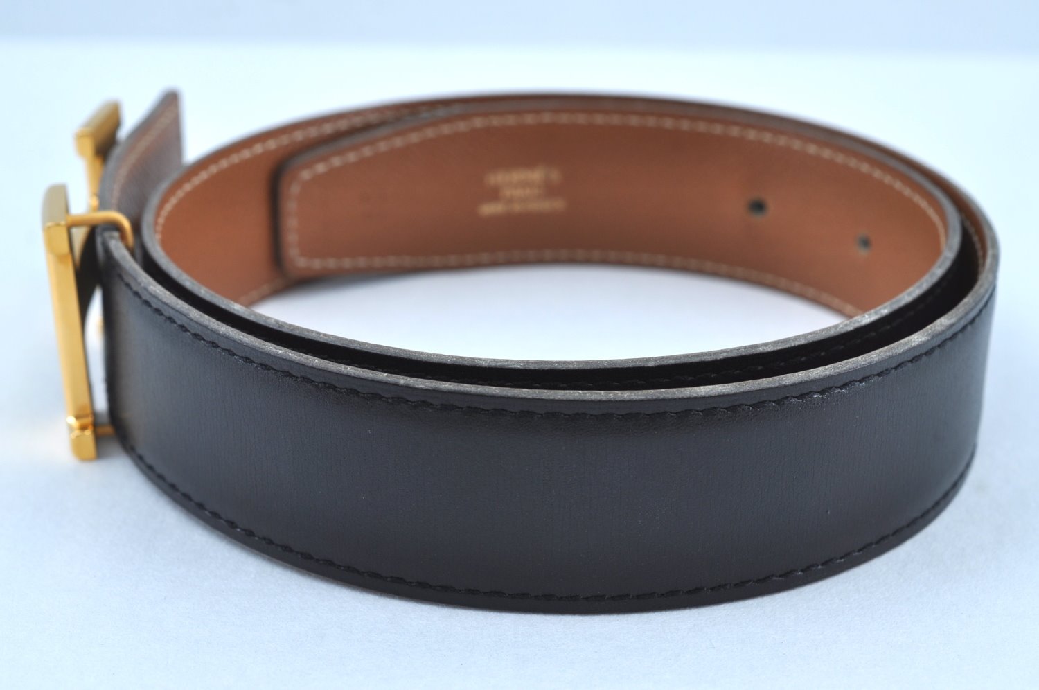 Authentic HERMES Leather Belt Reversible Size 65cm 25.6