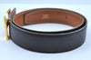 Authentic HERMES Leather Belt Reversible Size 65cm 25.6" Black Brown J6051