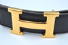 Authentic HERMES Leather Belt Reversible Size 65cm 25.6" Black Brown J6051