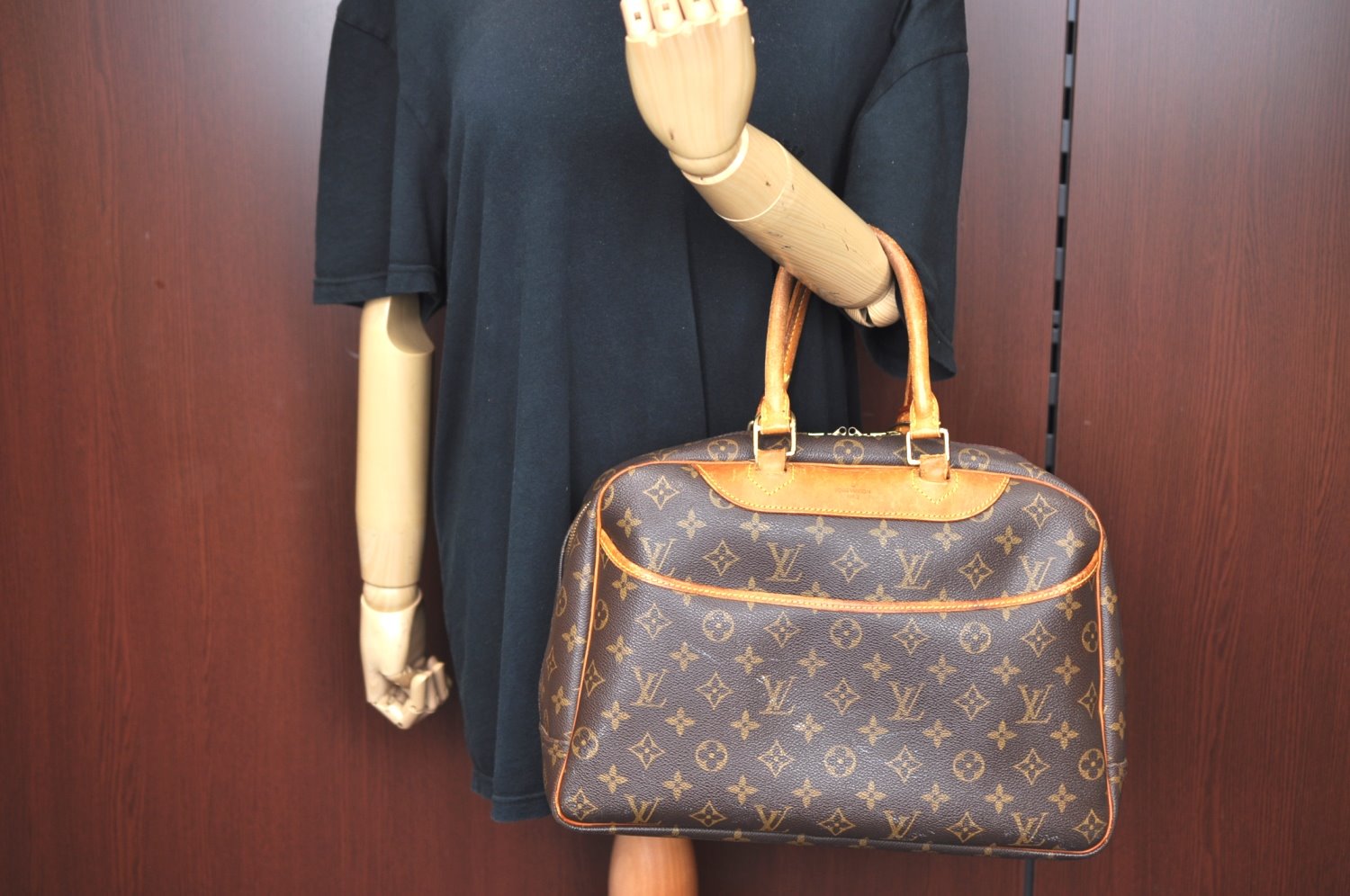 Authentic Louis Vuitton Monogram Deauville Hand Bag M47270 LV J6159