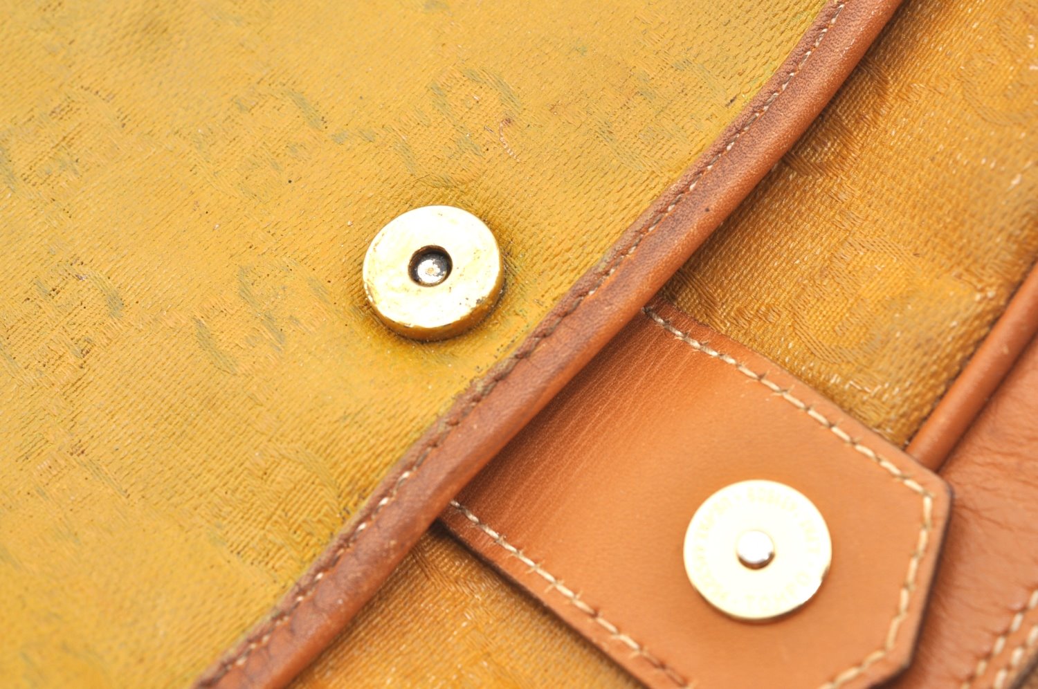 Authentic GUCCI Shoulder Cross Body Bag GG PVC Leather Yellow Brown Junk J7144