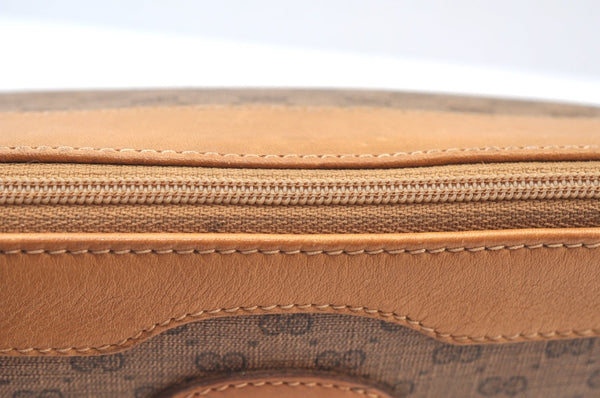 Authentic GUCCI Micro GG PVC Leather Clutch Hand Bag Purse Brown Junk J7273