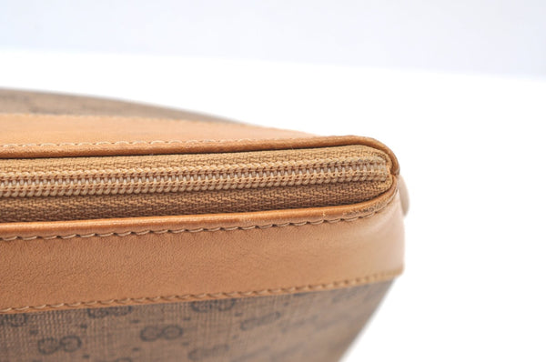 Authentic GUCCI Micro GG PVC Leather Clutch Hand Bag Purse Brown Junk J7273