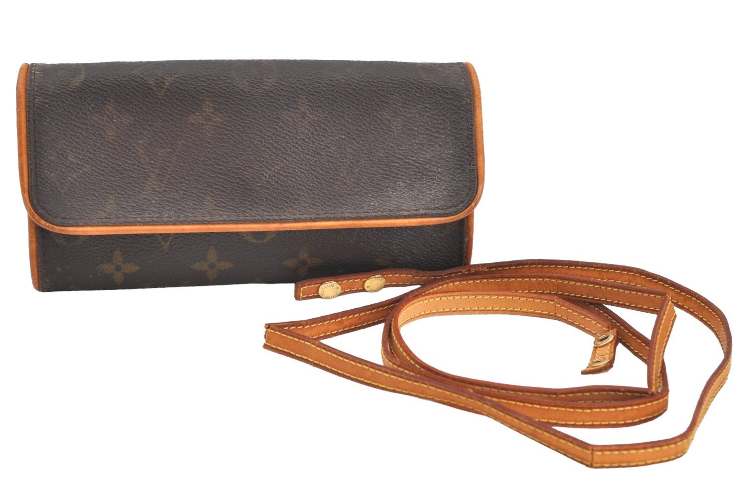 Authentic Louis Vuitton Monogram Pochette Twin PM Shoulder Bag M51854 LV J7407