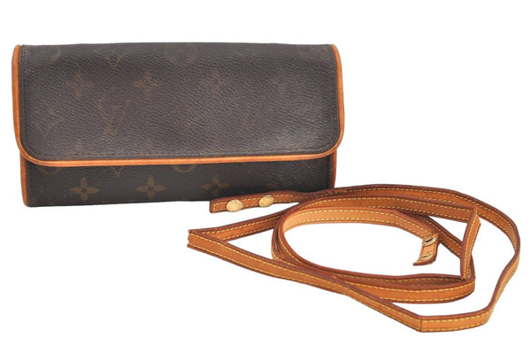 Authentic Louis Vuitton Monogram Pochette Twin PM Shoulder Bag M51854 LV J7407