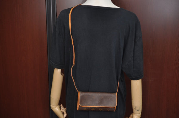 Authentic Louis Vuitton Monogram Pochette Twin PM Shoulder Bag M51854 LV J7407