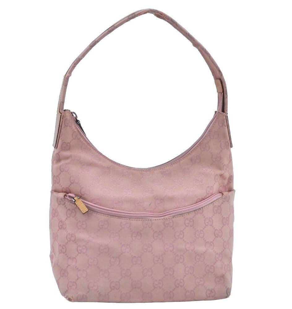 Authentic GUCCI Shoulder Hand Bag Purse GG Canvas Leather 0013386 Pink J8009
