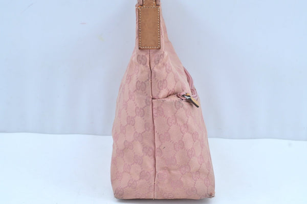 Authentic GUCCI Shoulder Hand Bag Purse GG Canvas Leather 0013386 Pink J8009