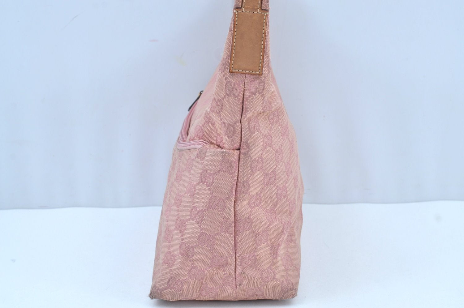 Authentic GUCCI Shoulder Hand Bag Purse GG Canvas Leather 0013386 Pink J8009