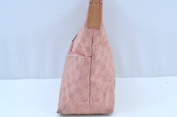 Authentic GUCCI Shoulder Hand Bag Purse GG Canvas Leather 0013386 Pink J8009