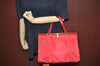 Authentic PRADA Nylon Tessuto Leather Tote Hand Bag Purse Red J8122