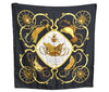 Authentic HERMES Carre 90 Scarf "SPRINGS" Silk Black Gold White J8654