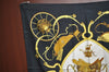 Authentic HERMES Carre 90 Scarf "SPRINGS" Silk Black Gold White J8654