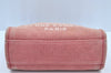 Authentic CHANEL Deauville Line CC Logo Shoulder Tote Bag Canvas Red J9039