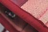 Authentic CHANEL Deauville Line CC Logo Shoulder Tote Bag Canvas Red J9039