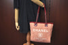 Authentic CHANEL Deauville Line CC Logo Shoulder Tote Bag Canvas Red J9039