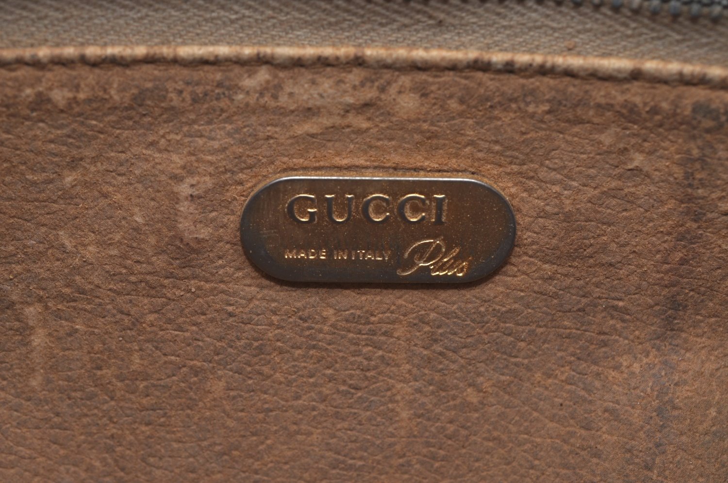 Authentic GUCCI Clutch Hand Bag Purse GG Plus PVC Leather Brown J9157
