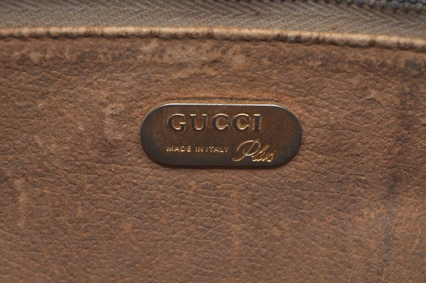 Authentic GUCCI Clutch Hand Bag Purse GG Plus PVC Leather Brown J9157