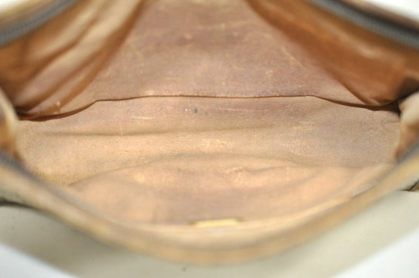 Authentic GUCCI Clutch Hand Bag Purse GG Plus PVC Leather Brown J9157