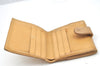 Authentic CHANEL Caviar Skin CC Logo Bifold Wallet Purse Beige J9213