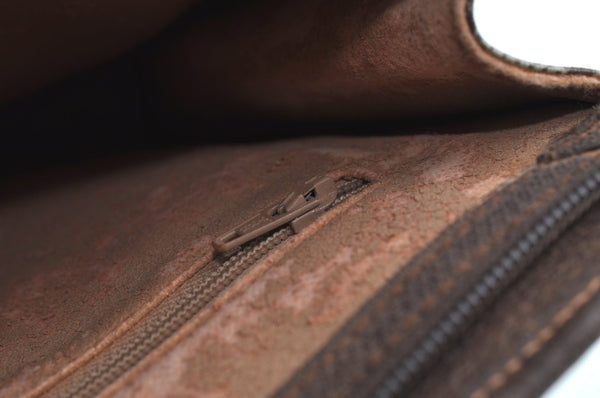 Authentic GUCCI Clutch Hand Bag Purse GG PVC Leather Brown Junk J9394