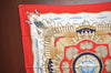 Authentic HERMES Carre 90 Scarf "RAILING" Silk Red K0033